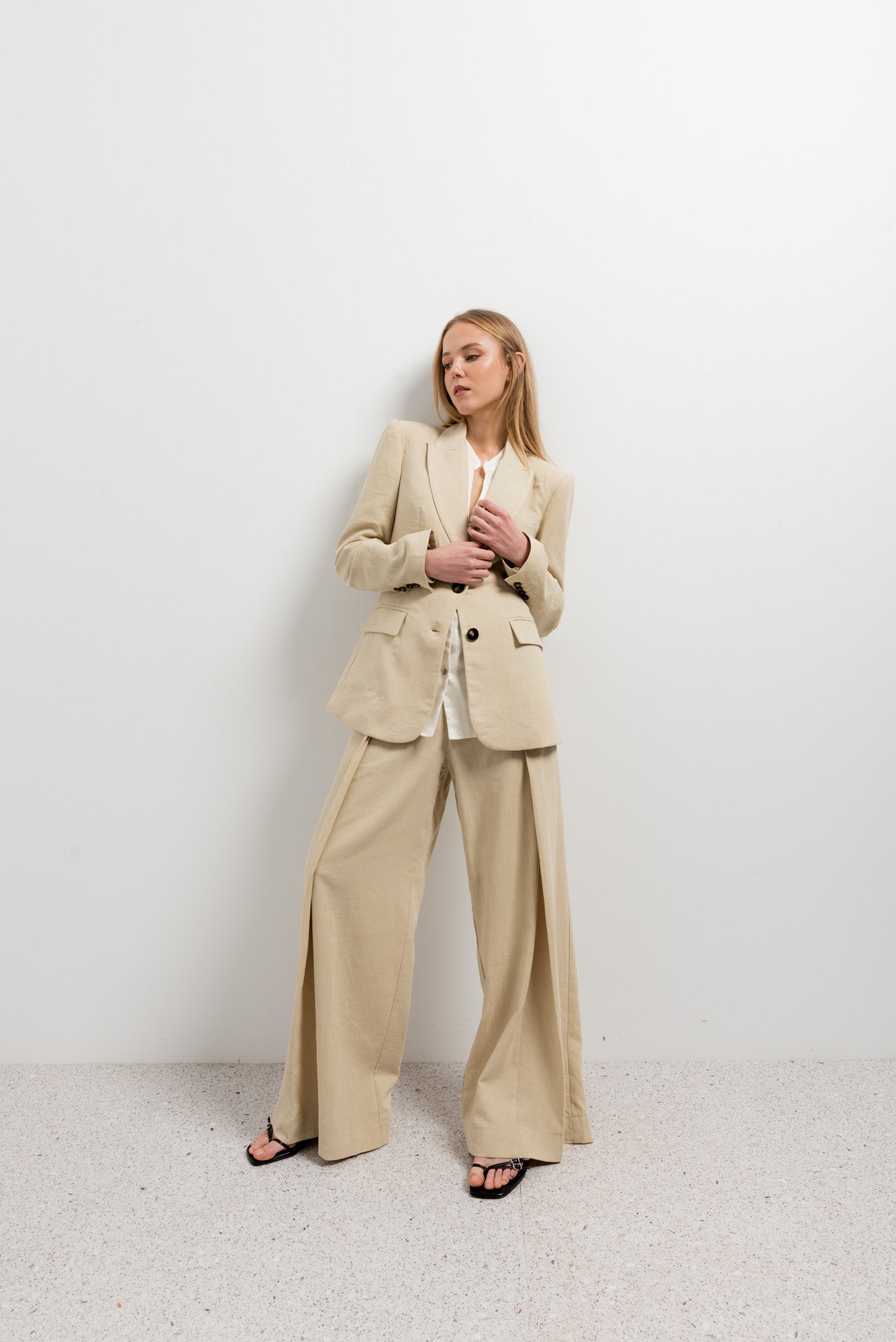 LINEN WIDE LED TROUSERS
