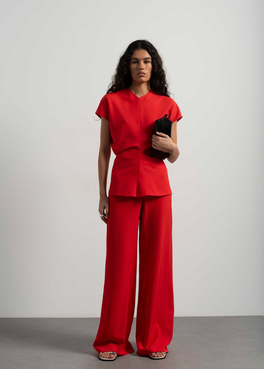 RED PALAZZO TROUSERS